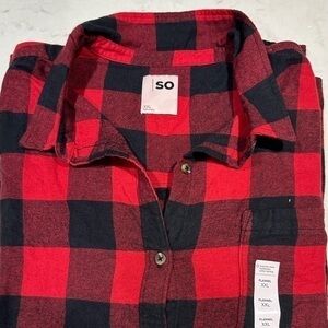 SO Brand Women’s Red and Black Plaid Flannel Size XXL Button Down Shirt